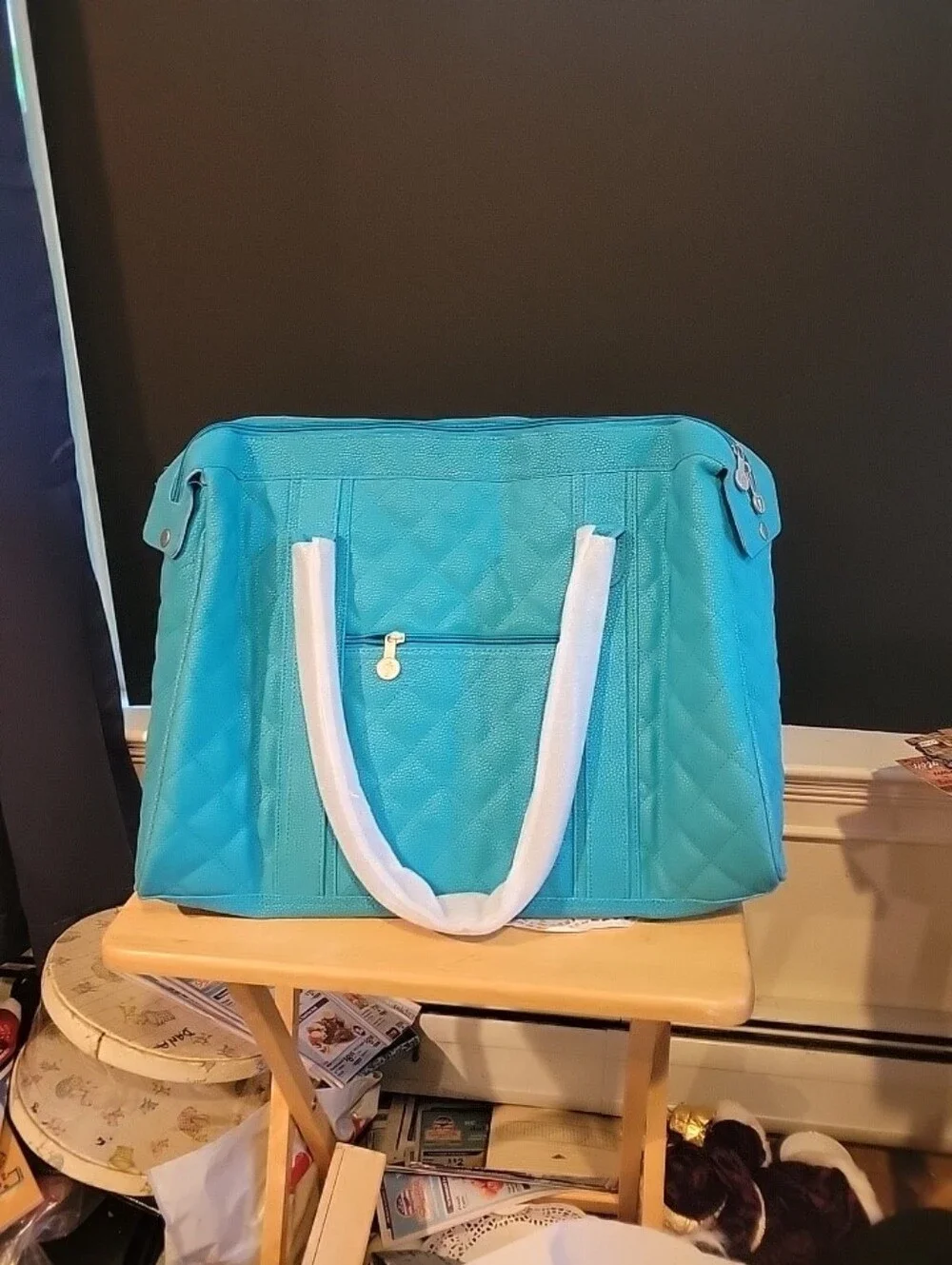 NEW Oversized  City Tote Carry All Turquoise Air  Travel Cruise WeekenderAppro